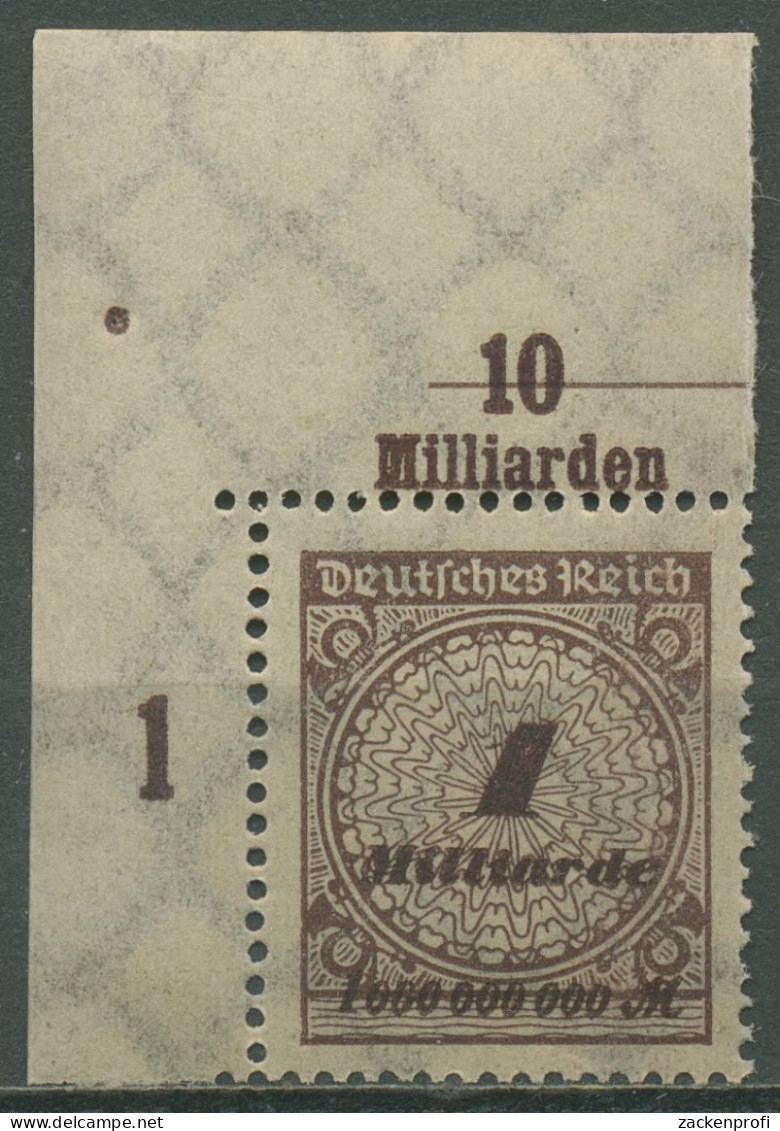 Deutsches Reich 1923 Korbdeckel Platte 325 APa OR C Ecke Oben Links Postfrisch - Nuevos