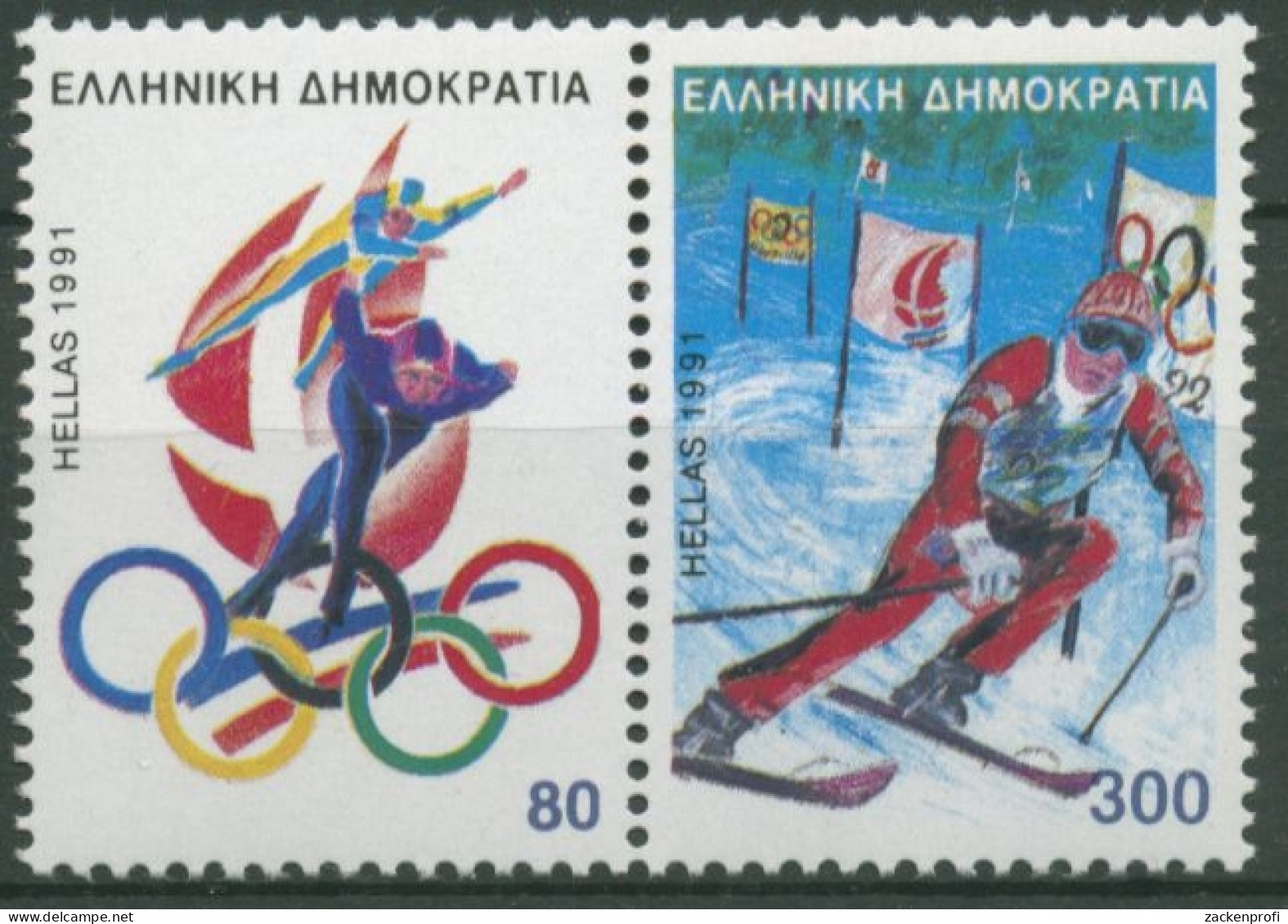 Griechenland 1991 Olympische Winterspiele Albertville 1788/89 ZD Postfrisch - Nuevos