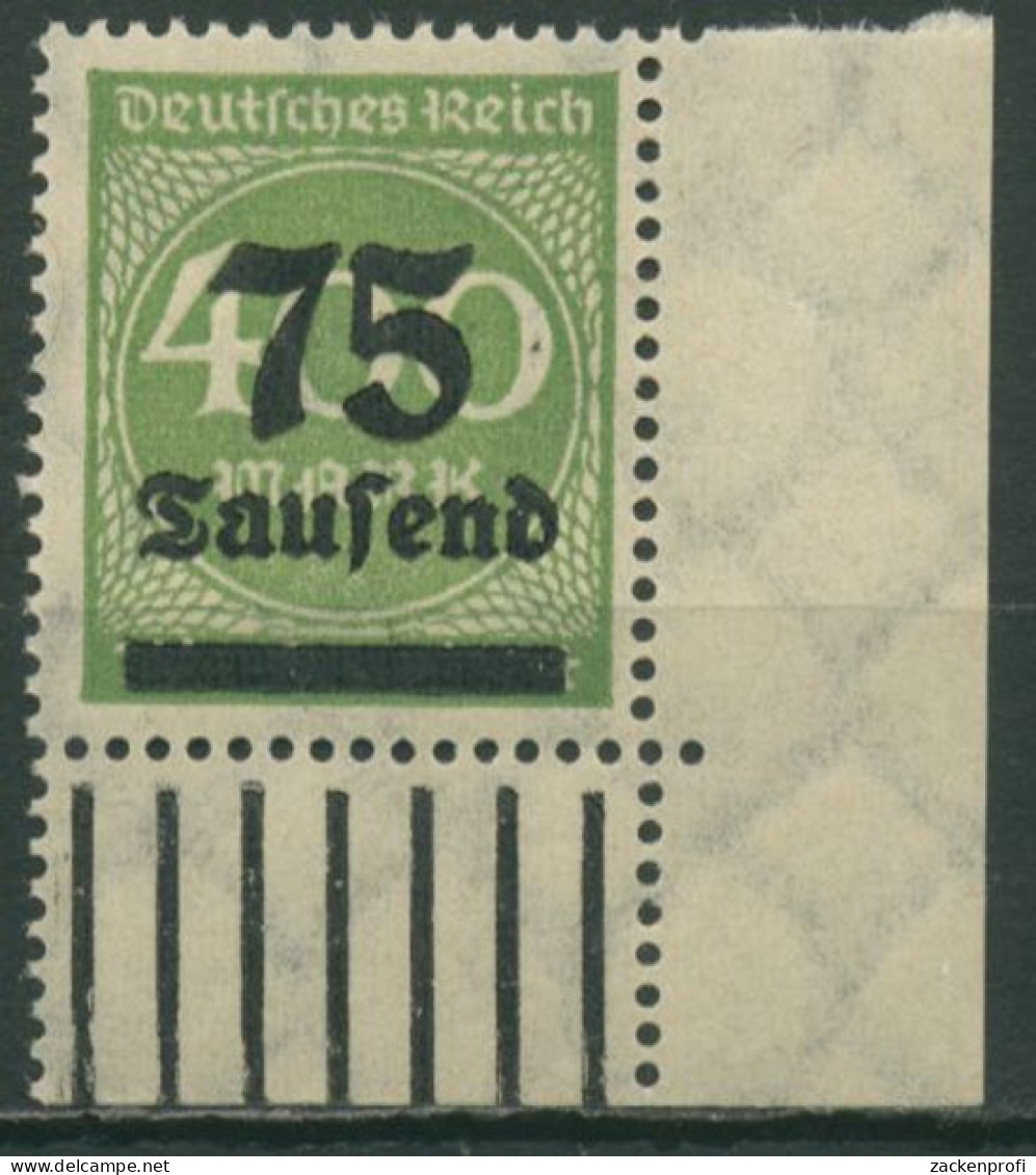 Deutsches Reich 1923 Freim. Walze 287 A W UR -/1'5'1 Ecke Unt. Re. Postfrisch - Ungebraucht