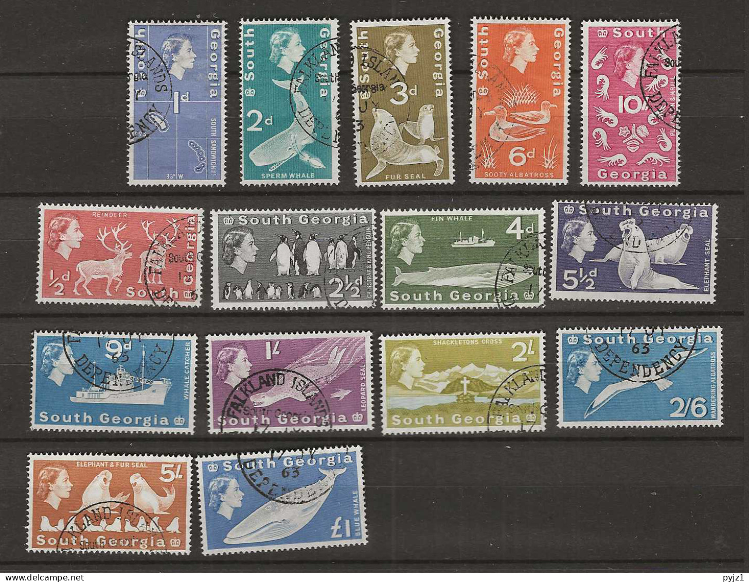 1963 USED Falkland Islands South Georgia Mi 9-23 - Falklandinseln