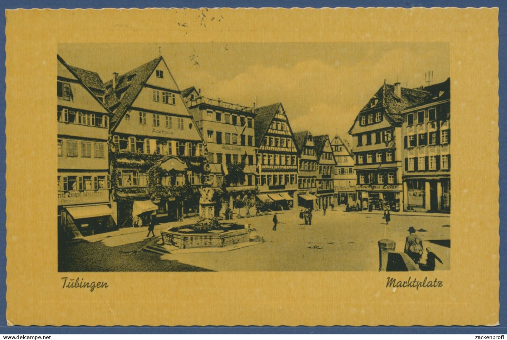 Tübingen Marktplatz Hotel Lamm Apotheke Metzgerei Zeiner, Gelaufen 1943 (AK1902) - Tübingen