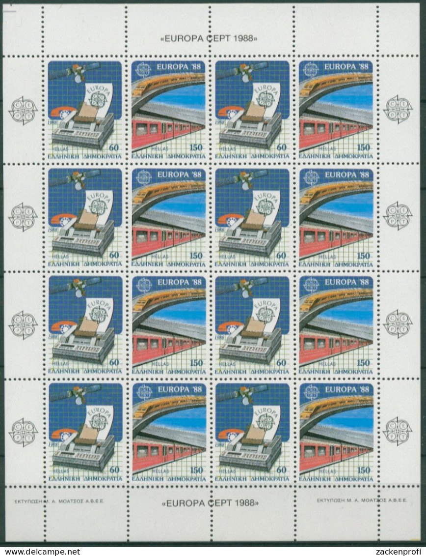 Griechenland 1988 EUROPA: Kommunikation 1685/86 ZD-Bogen Postfrisch (C30864) - Blocks & Sheetlets