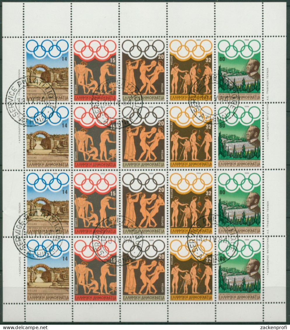Griechenland 1984 Olympiade Los Angeles 1557/61 ZD-Bogen Gestempelt (SG30861) - Blocks & Sheetlets