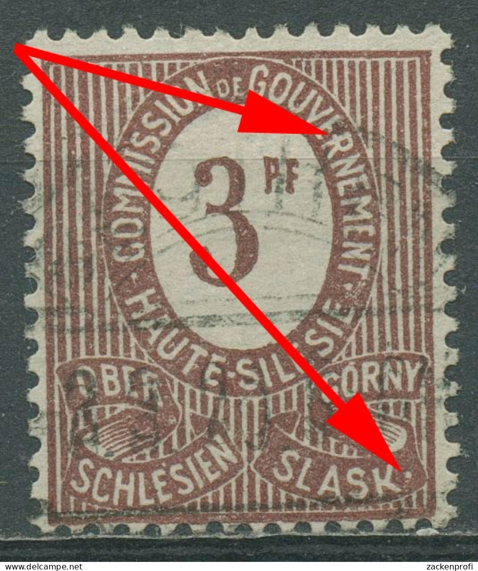 Oberschlesien 1920 Freimarke Ziffer Mit Plattenfehler 2 I Gestempelt - Otros & Sin Clasificación