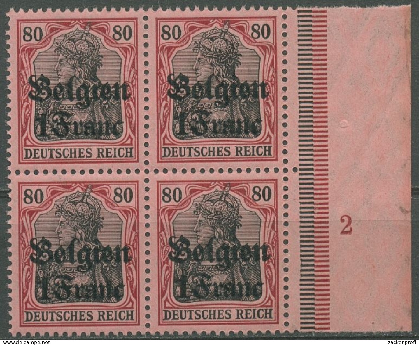 Landespost In Belgien 1914/16 Germania Plattennummer 7 Pl.-Nr. 2 Postfrisch - Occupazione 1914 – 18