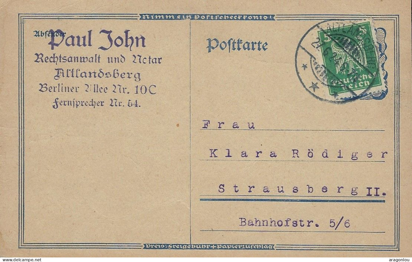 Europa - Deutschland  -  POST - Karte  1924   -  An Frau Klara Rödiger , Strausberg - Other & Unclassified