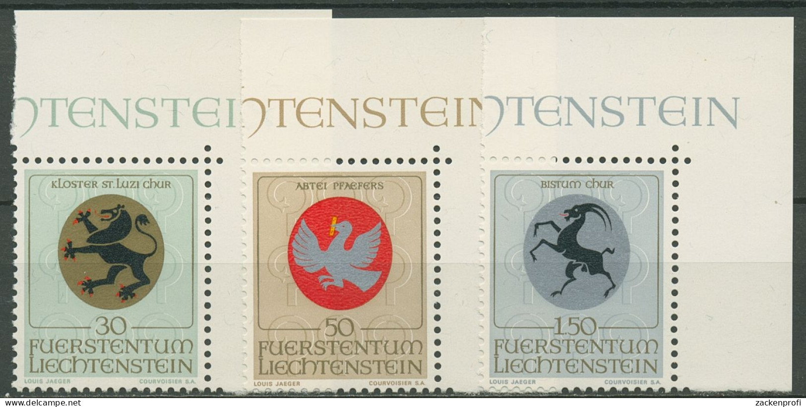 Liechtenstein 1969 Wappen Geistlicher Patronatsherren 514/16 Ecke Postfrisch - Neufs