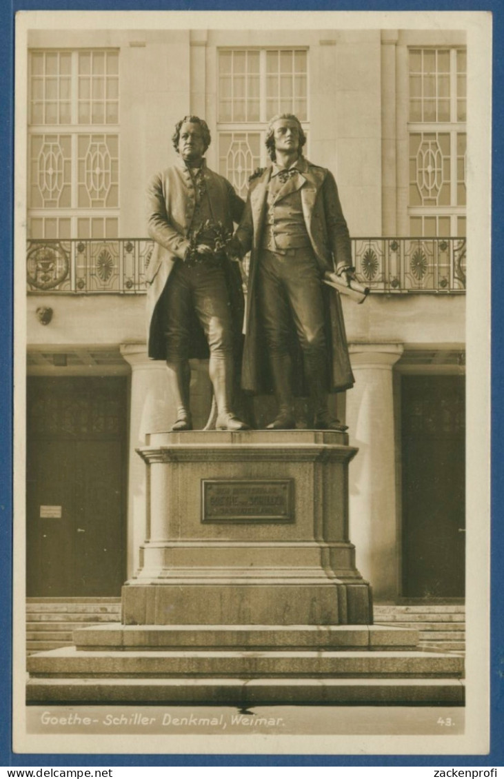 Weimar Goethe-Schiller Denkmal Foto, Gelaufen 1933 (AK1922) - Weimar