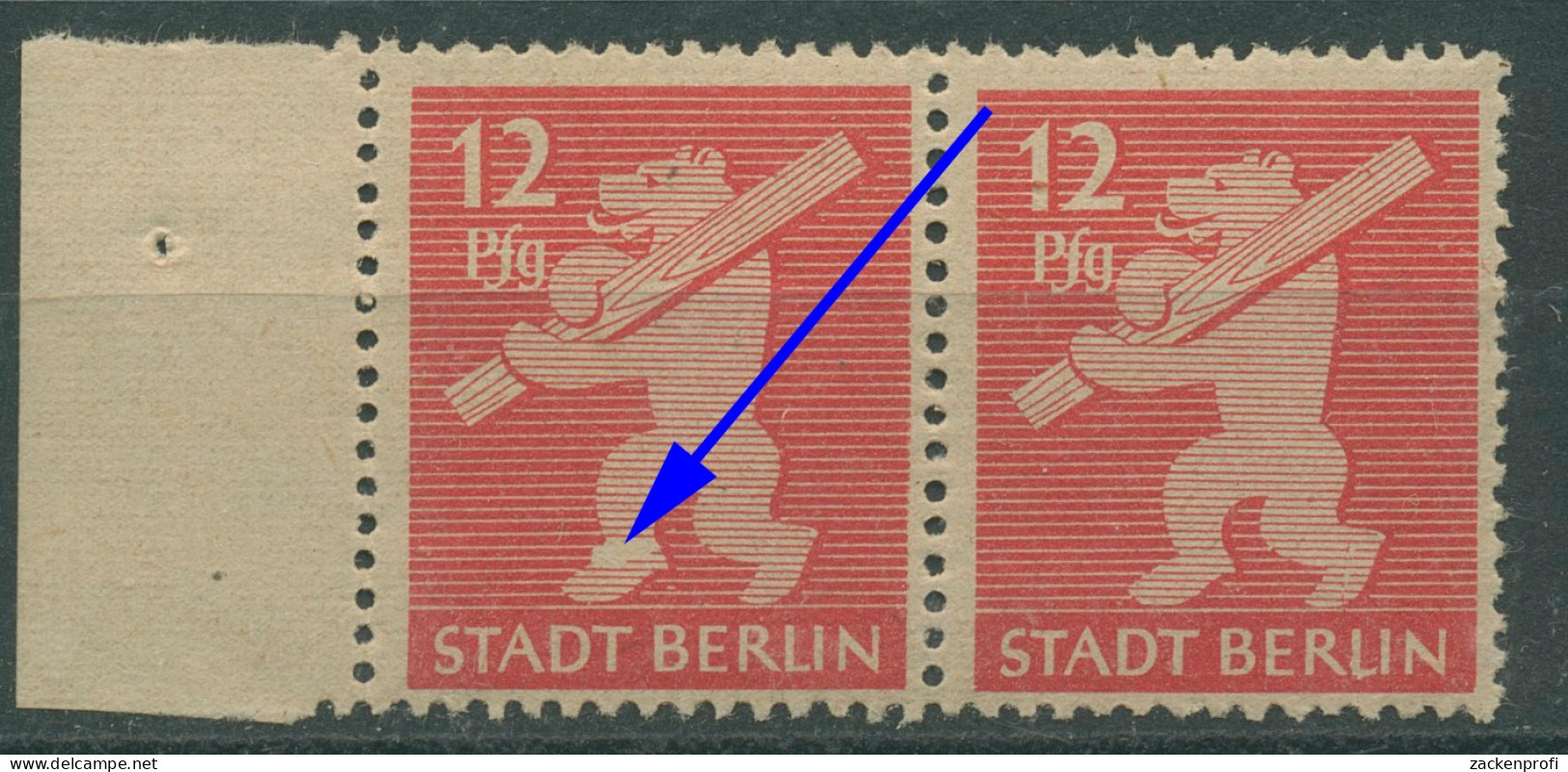 SBZ Berlin & Brandenburg 1945 Freimarke Plattenfehler 5 AA VII Postfrisch - Berlin & Brandenburg