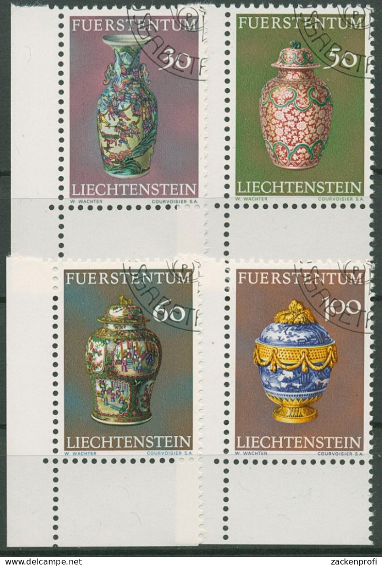 Liechtenstein 1974 Vasen Aus Der Schatzkammer 602/05 Ecke Gestempelt - Gebruikt