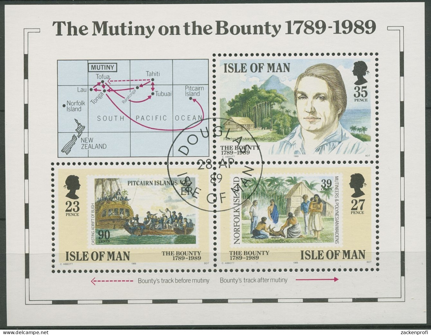 Isle Of Man 1989 Meuterei Auf Schiff Bounty Block 11 Gestempelt (C90614) - Isla De Man