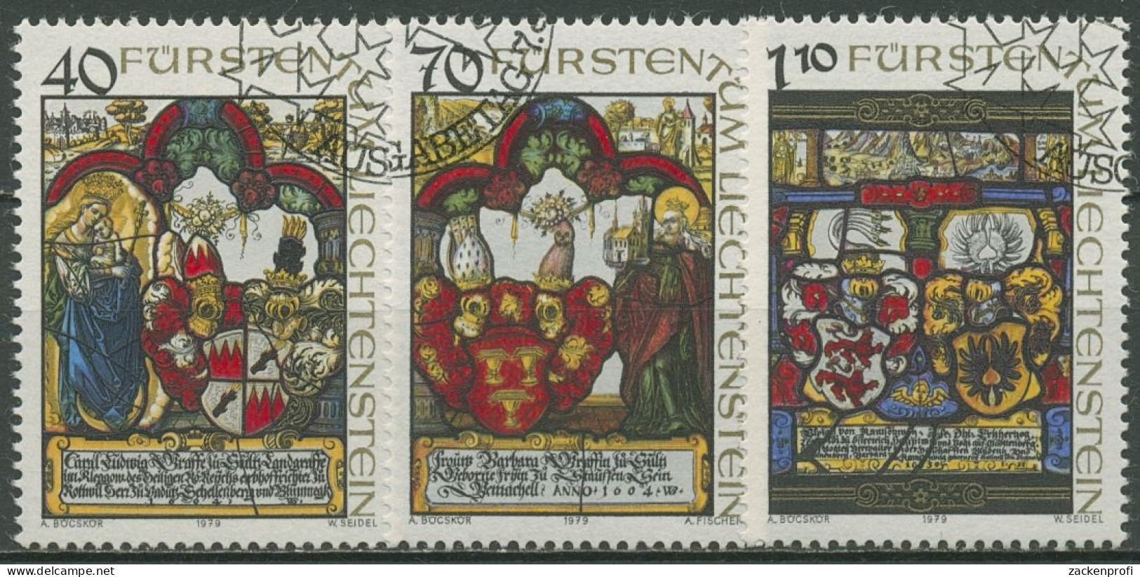 Liechtenstein 1979 Landesmuseum Wappenscheiben 731/33 Gestempelt - Oblitérés