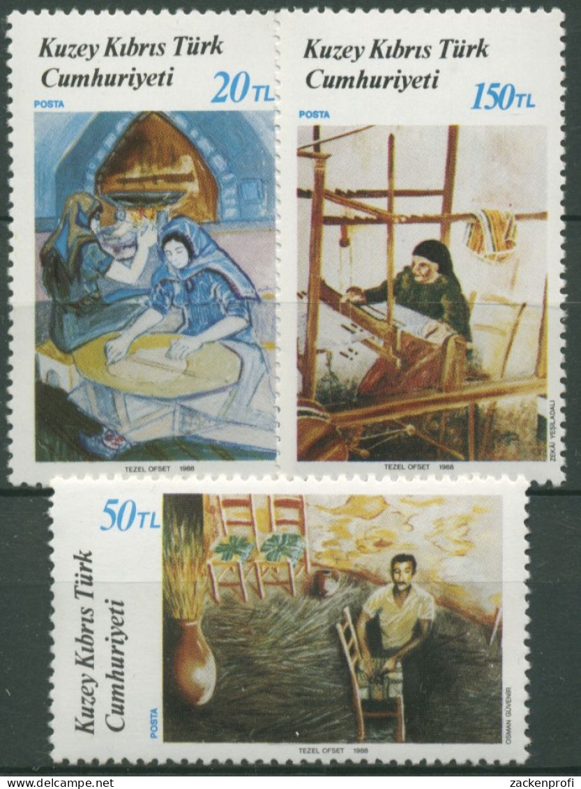 Türkisch-Zypern 1988 Kunst: Gemälde Korbflechter, Teppichweber 220/22 Postfrisch - Unused Stamps