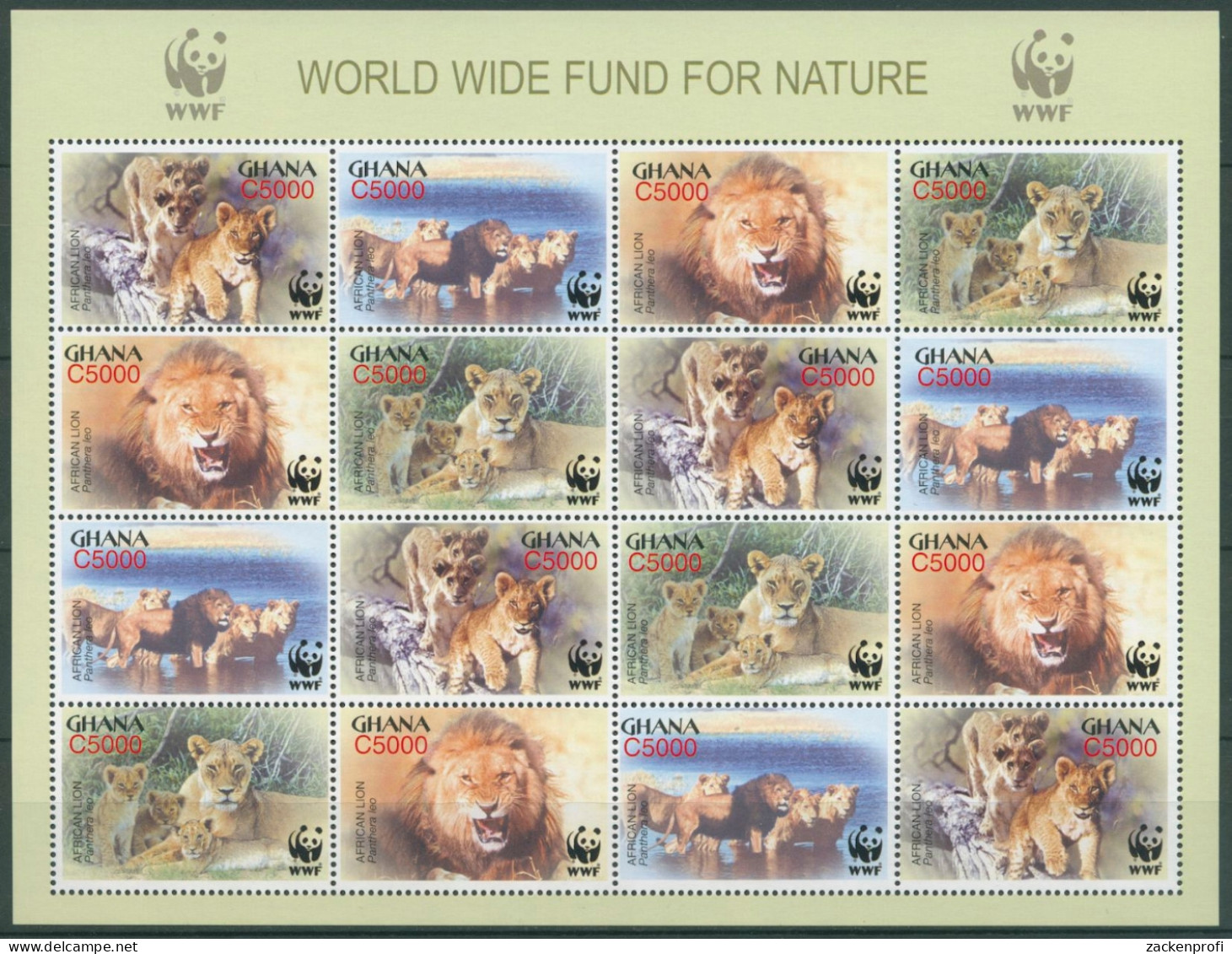 Ghana 2004 WWF Naturschutz Löwe 3701/04 Bogen Postfrisch (C28391) - Ghana (1957-...)