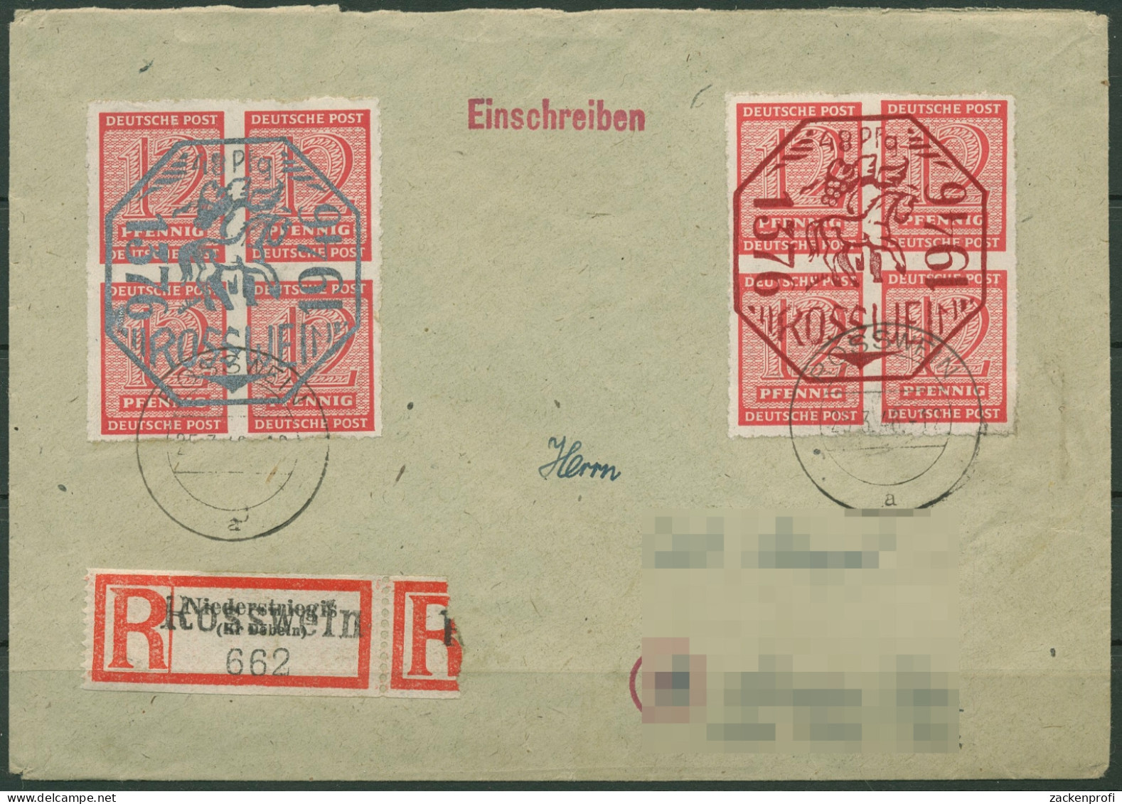 Roßwein 1946 570 Jahre Stadt Roßwein 1/2 Auf R-Brief (T18153) - Andere & Zonder Classificatie