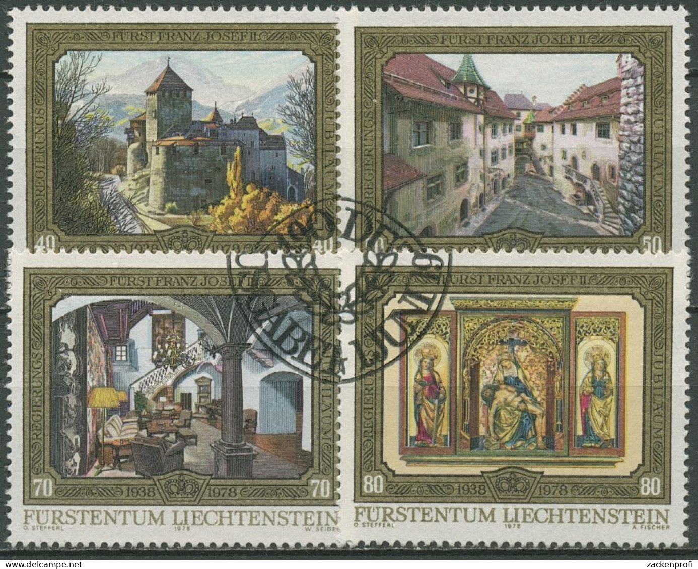 Liechtenstein 1978 Schloss Vaduz Thronbesteigung Franz Josef 706/09 Gestempelt - Gebraucht