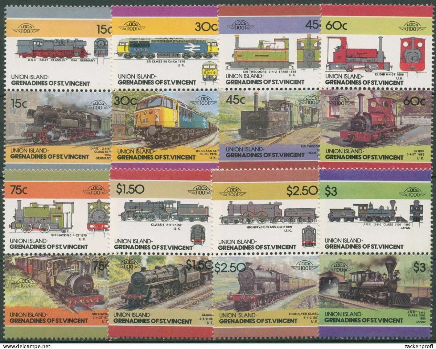 St. Vincent - Grenadinen/Union 1986 Lokomotiven 140/55 ZD Postfrisch - St.Vincent & Grenadines