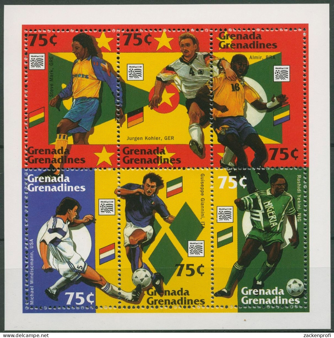 Grenada-Grenadinen 1994 Fußball-WM USA Kleinbogen 1910/15 K Postfrisch (C94466) - Grenada (1974-...)