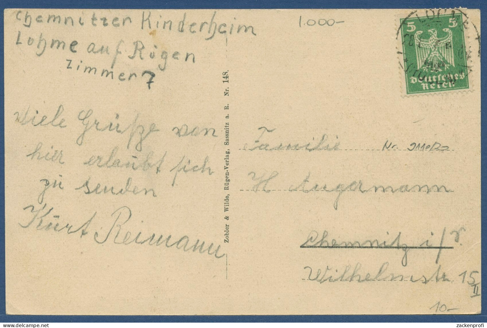 Sassnitz Rügen Fährschiff Preussen, Gelaufen 1926 (AK3328) - Rügen