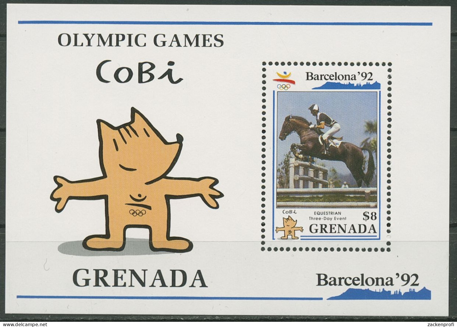 Grenada 1990 Olympia Sommerspiele Barcelona Reiten Block 251 Postfrisch (C95669) - Grenada (1974-...)