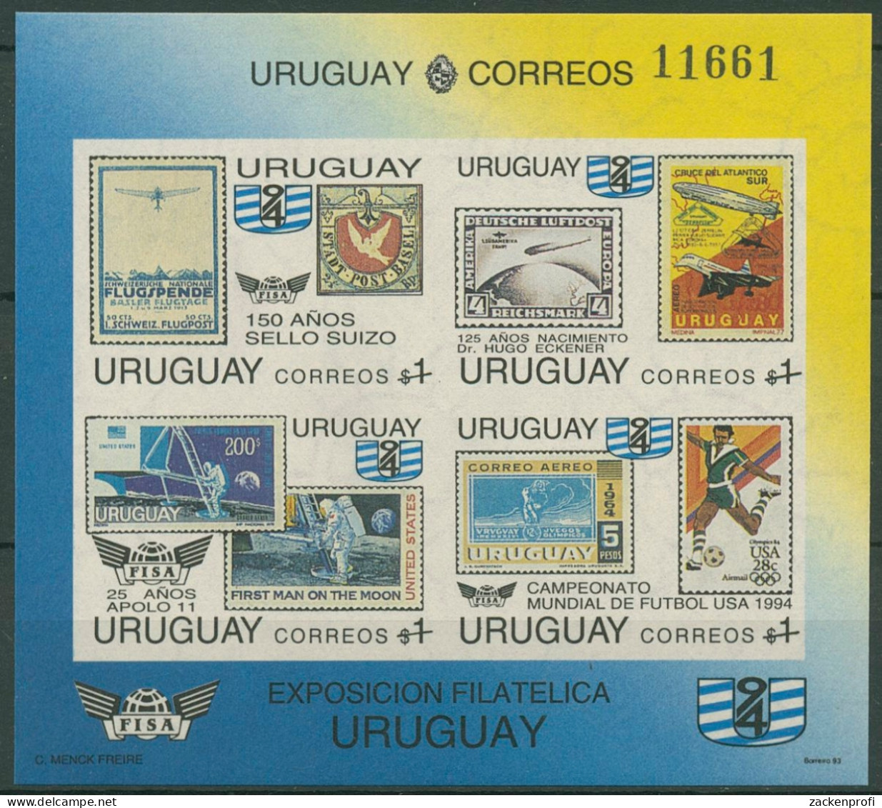 Uruguay 1993 Jahresereignisse Schweizer Briefmarken Block 60 B Postfr. (C95638) - Uruguay