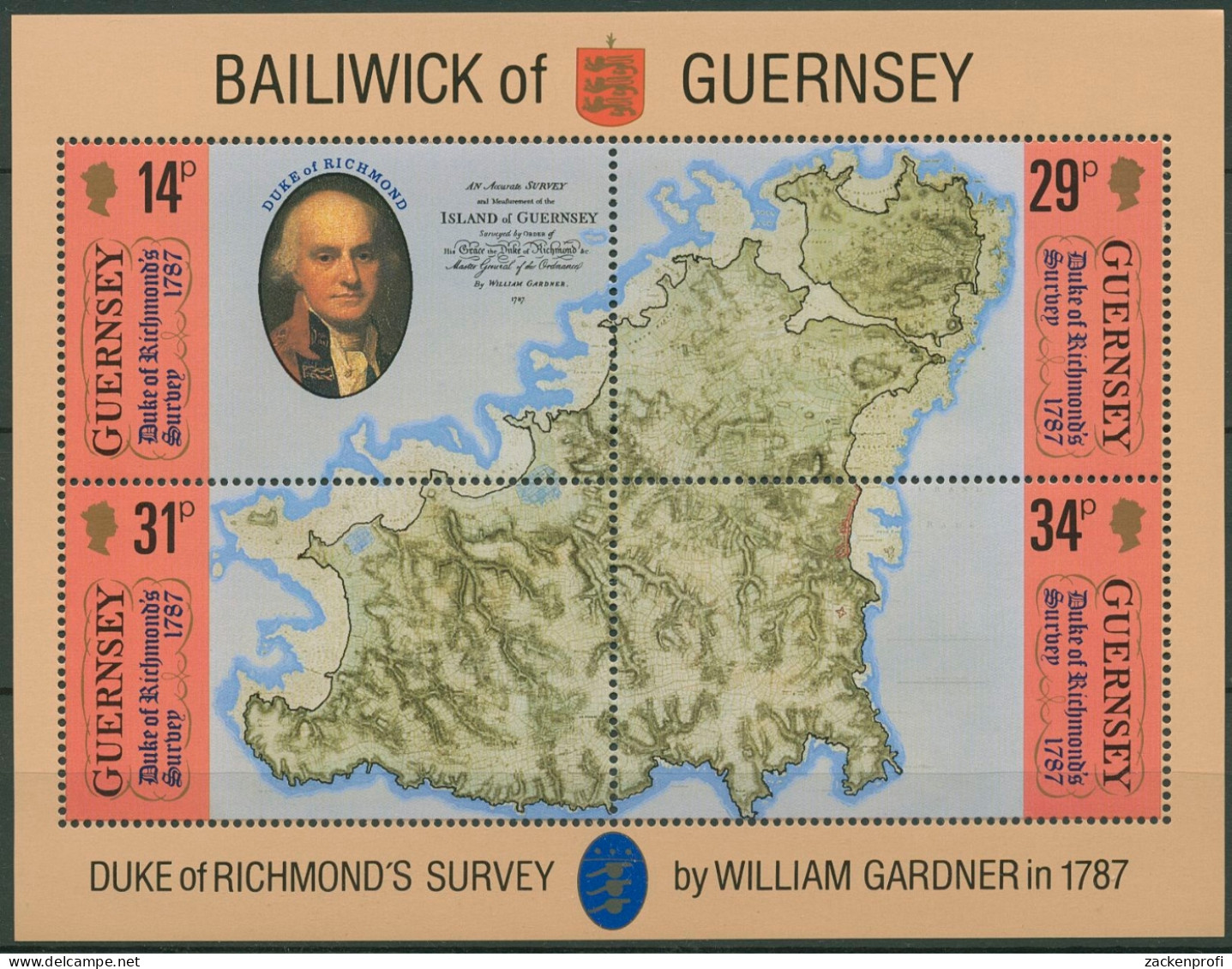 Guernsey 1987 1.Landkarte Block 4 Postfrisch (C90697) - Guernesey