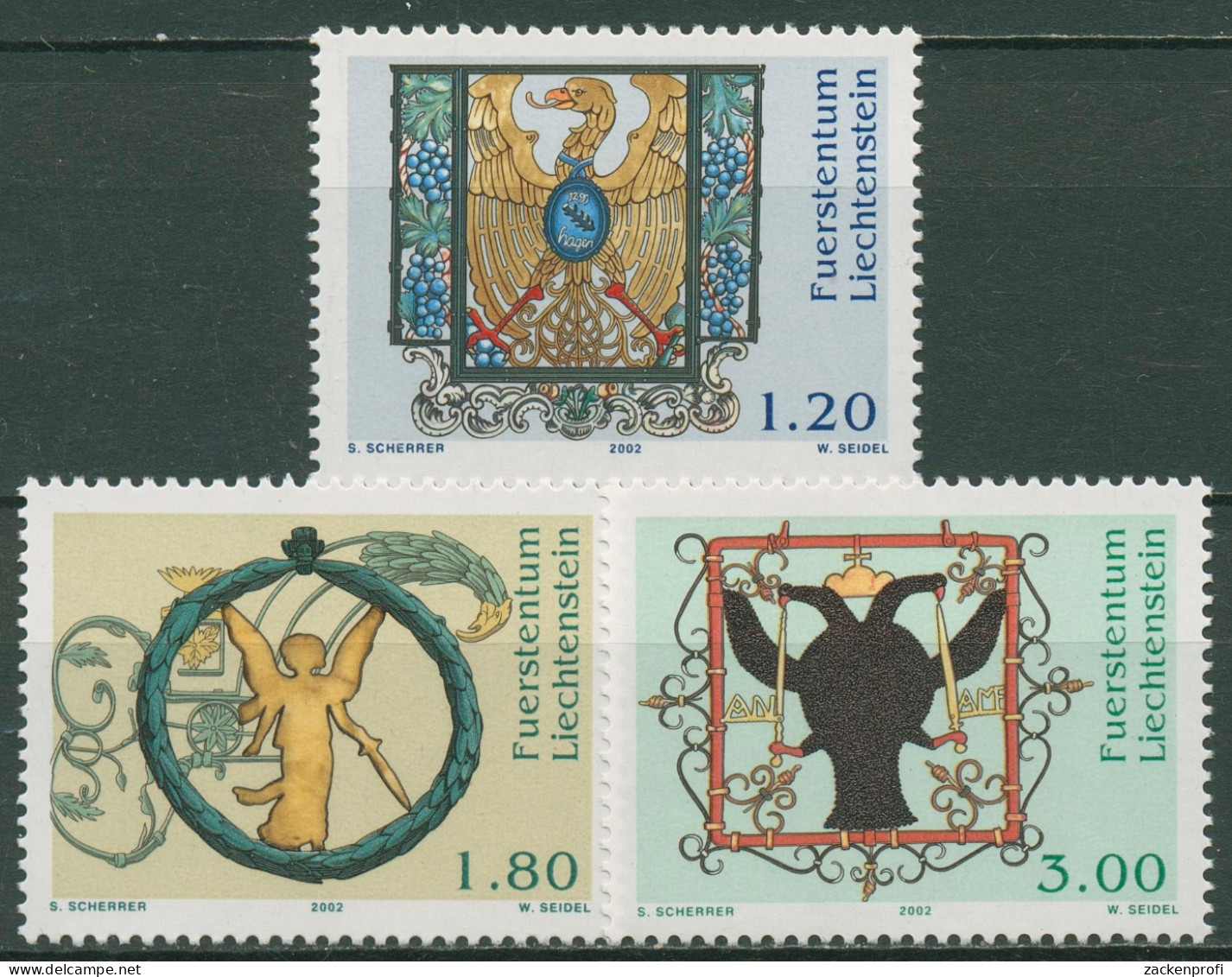 Liechtenstein 2002 Alte Gasthausschilder 1307/09 Postfrisch - Unused Stamps