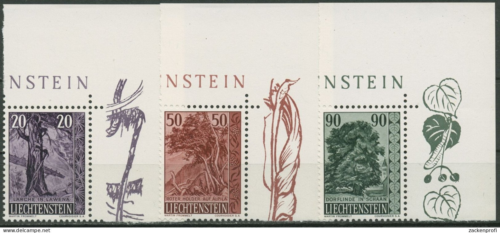 Liechtenstein 1959 Pflanzen Bäume Sträucher 377/79 Ecke Postfrisch - Nuovi