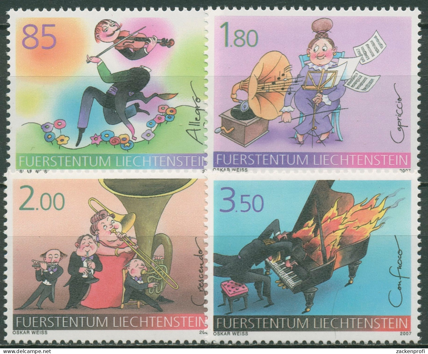 Liechtenstein 2007 Musik Tempi Und Temerament Instrumente 1438/41 Postfrisch - Unused Stamps