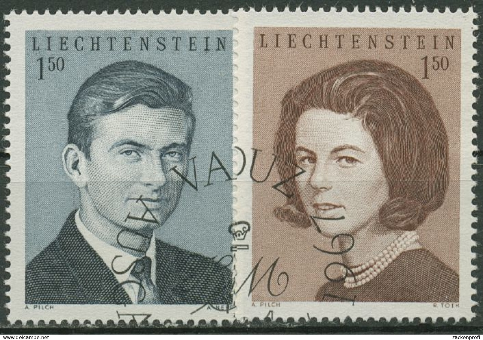 Liechtenstein 1967 Hochzeit Prinz Hans-Adam Gräfin Marie Aglae 478/79 Gestempelt - Gebraucht