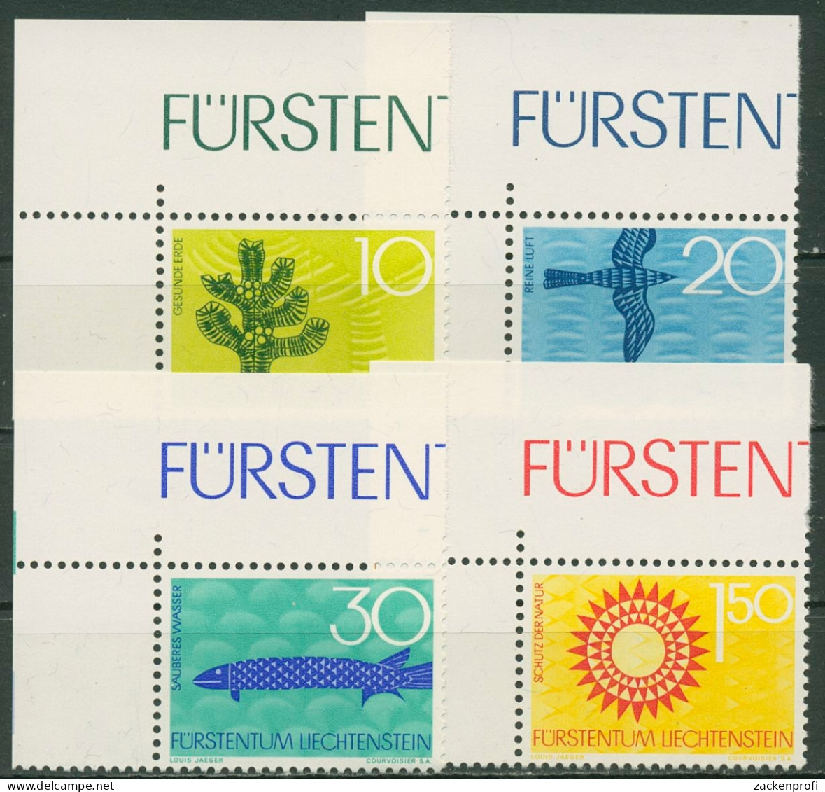 Liechtenstein 1966 Naturschutz Zeichnungen 460/63 Ecke Postfrisch - Ungebraucht