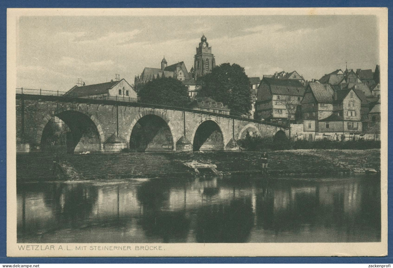 Wetzlar An Der Lahn Mit Steinerner Brücke, Ungebraucht Einklebespuren (AK3305) - Wetzlar