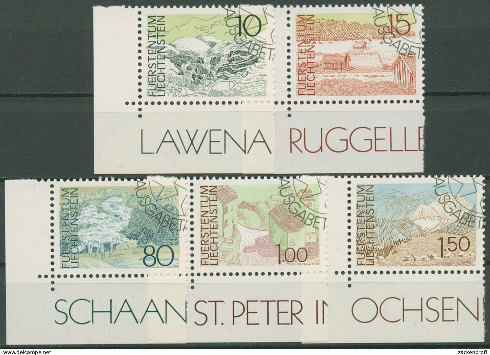 Liechtenstein 1972 Landschaften 573/77 Ecke Gestempelt - Oblitérés