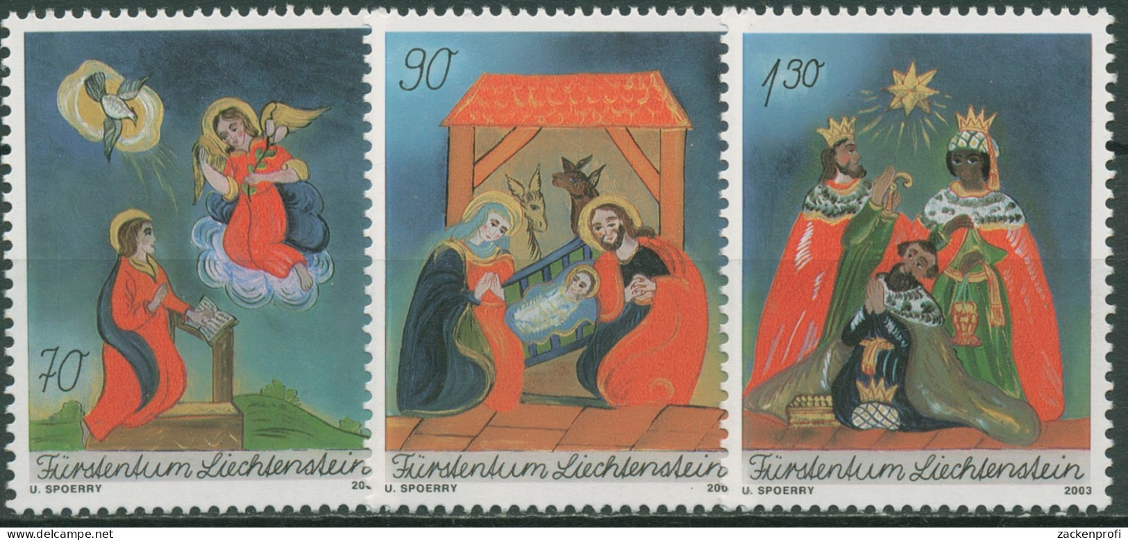 Liechtenstein 2003 Weihnachten Hinetrglasmalerei 1330/32 Postfrisch - Nuovi