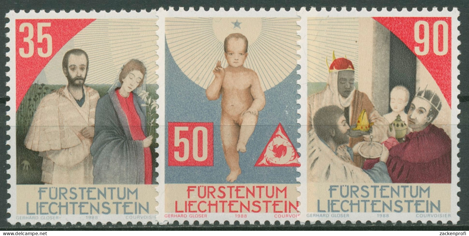 Liechtenstein 1988 Weihnachten Kirchenbilder 954/56 Postfrisch - Unused Stamps