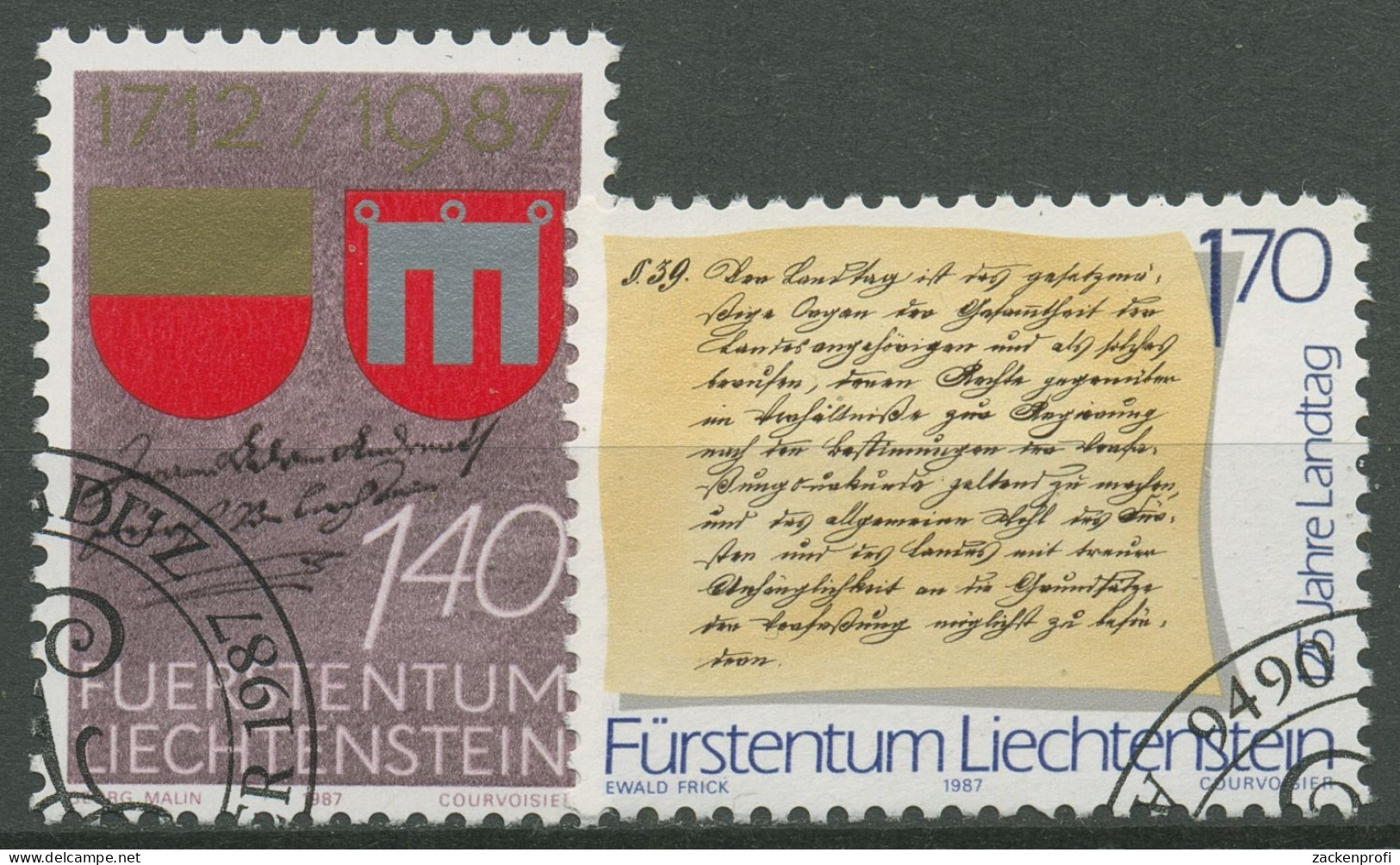 Liechtenstein 1987 Jahrestag Der Grafschaft Verfassung Landtag 928/29 Gestempelt - Used Stamps