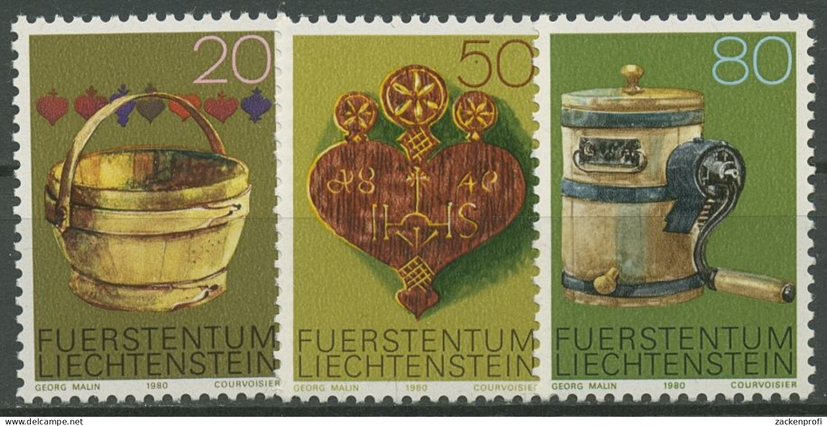 Liechtenstein 1980 Alpwirtschaftsgeräte Kübel 747/49 Postfrisch - Unused Stamps