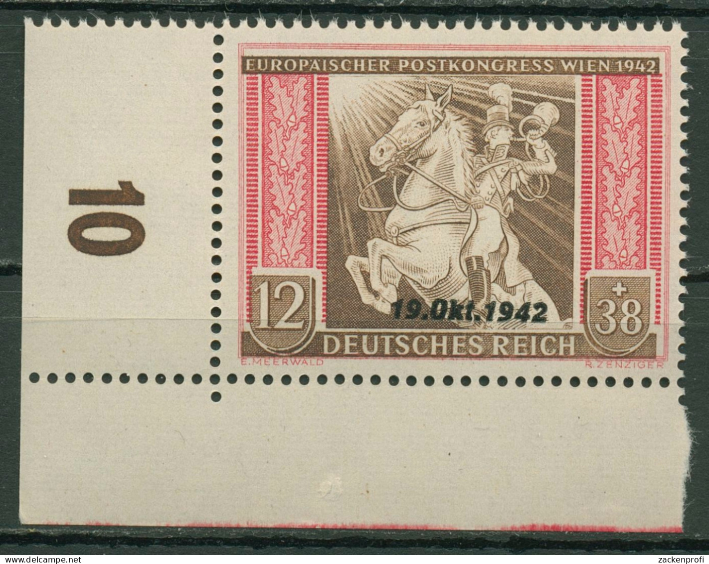 Deutsches Reich 1942 Post- U. Fernmeldeverein 825 Ecke 3 Unten Links Postfrisch - Unused Stamps