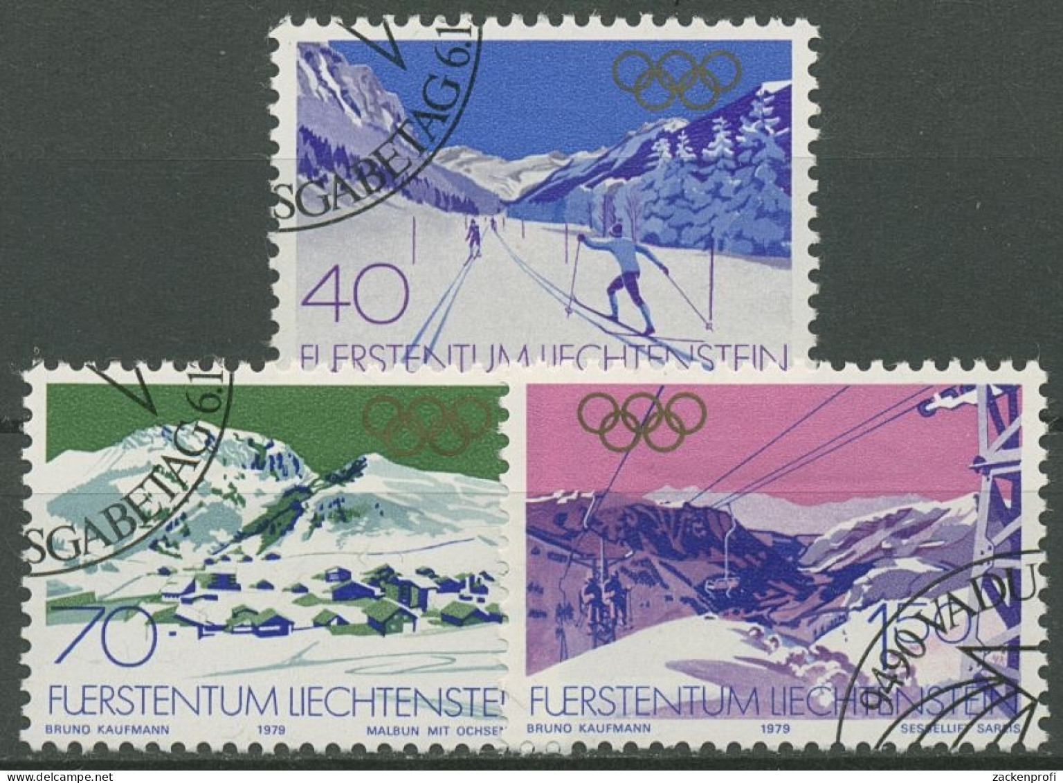 Liechtenstein 1979 Olympia Winterspiele Lake Placid'80 735/37 Gestempelt - Gebraucht
