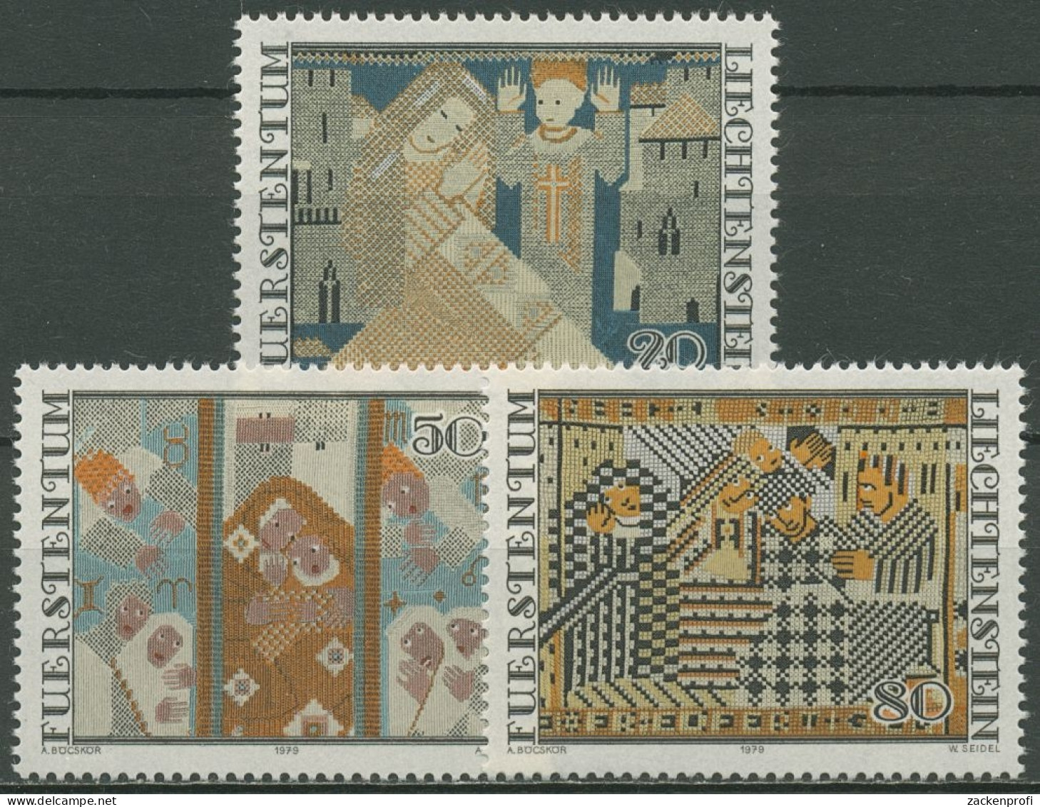 Liechtenstein 1979 Weihnachten Stickereien 738/40 Postfrisch - Nuevos