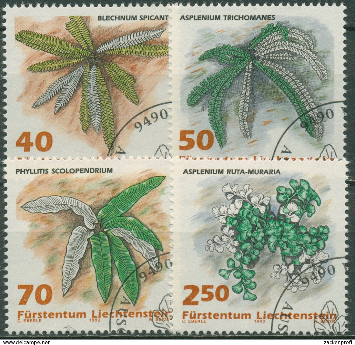 Liechtenstein 1992 Pflanzen Farne 1045/48 Gestempelt - Oblitérés