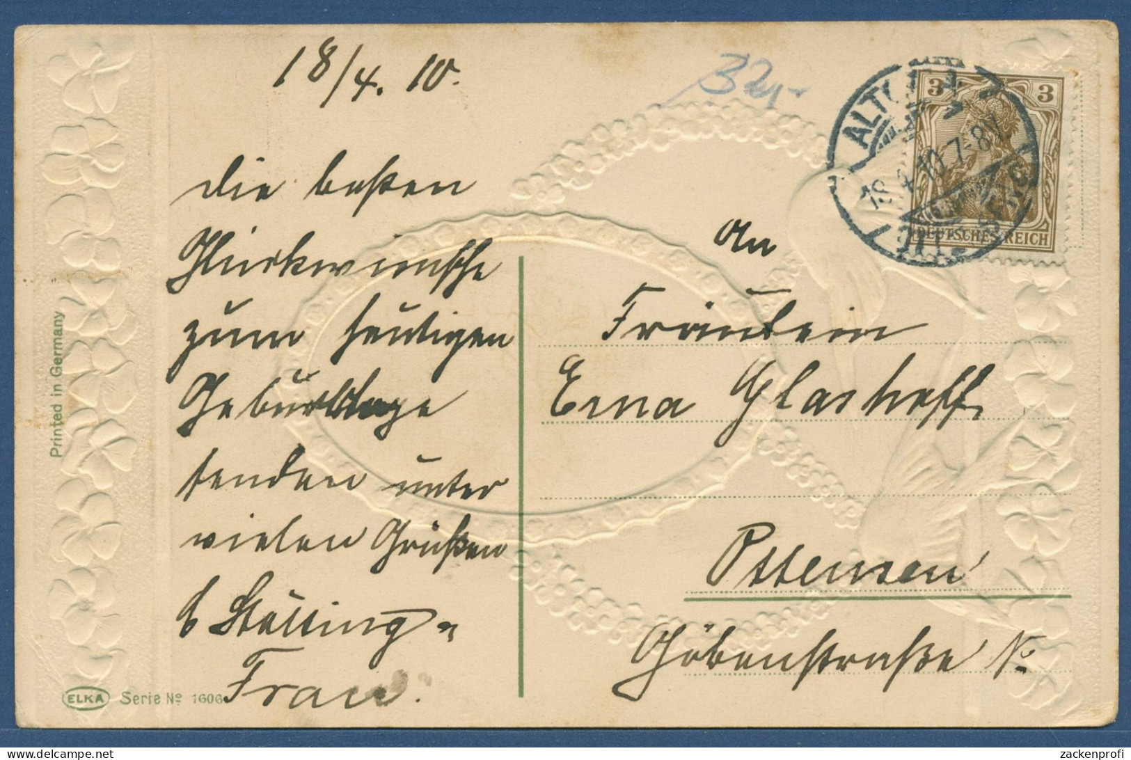 Glückwunsch Zum Geburtstag Schwalben Veilchen Prägekarte, Gelaufen 1910 (AK3450) - Birthday