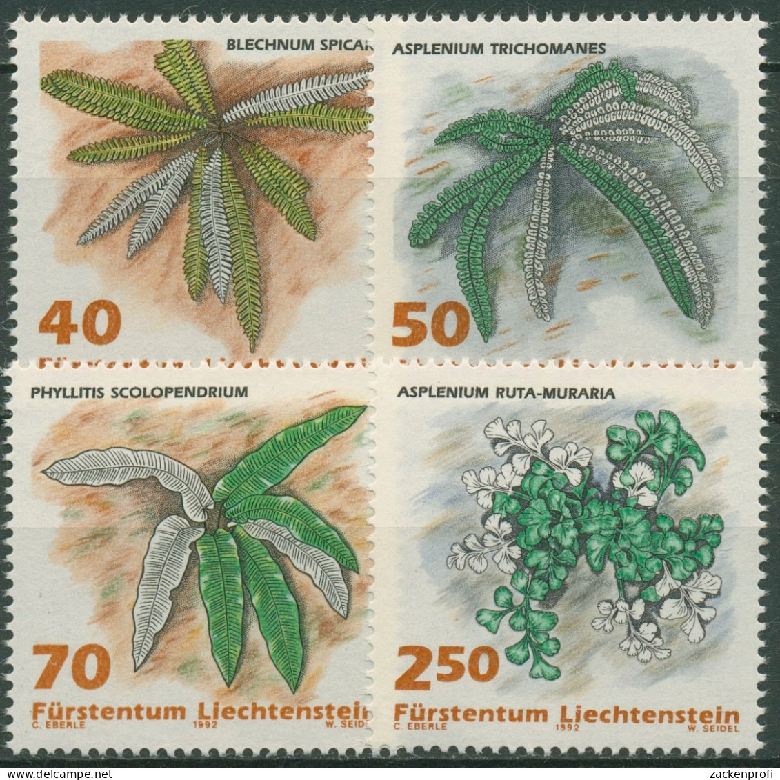 Liechtenstein 1992 Pflanzen Farne 1045/48 Postfrisch - Ongebruikt