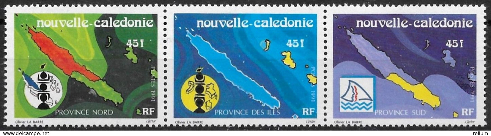 Nouvelle Calédonie 1991 - Yvert N° 613 A - Michel N° 903/905 Str.   ** - Neufs