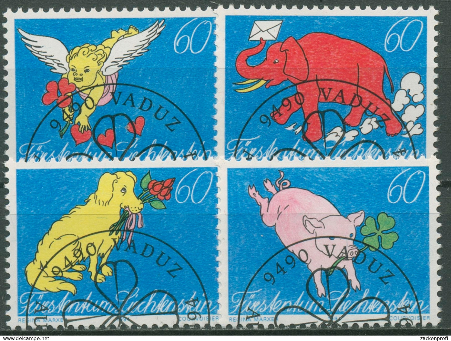 Liechtenstein 1994 Grußmarken Zeichnungen 1085/88 Gestempelt - Oblitérés