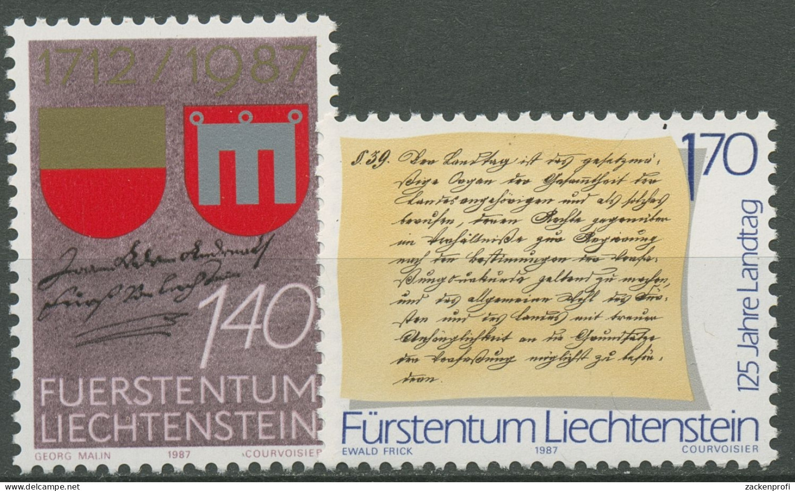 Liechtenstein 1987 Jahrestag Der Grafschaft Verfassung Landtag 928/29 Postfrisch - Ongebruikt