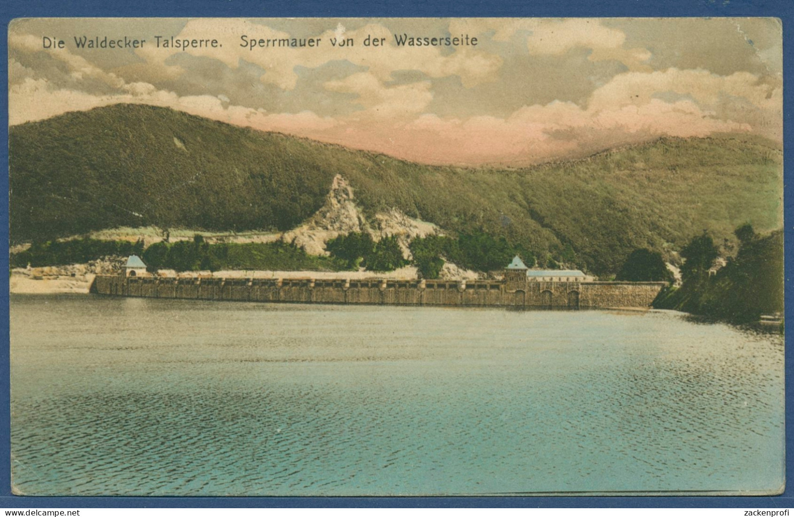 Waldecker Talsperre Sperrmauer V. Der Wasserseite, Gelaufen Marke Fehlt (AK3355) - Waldeck