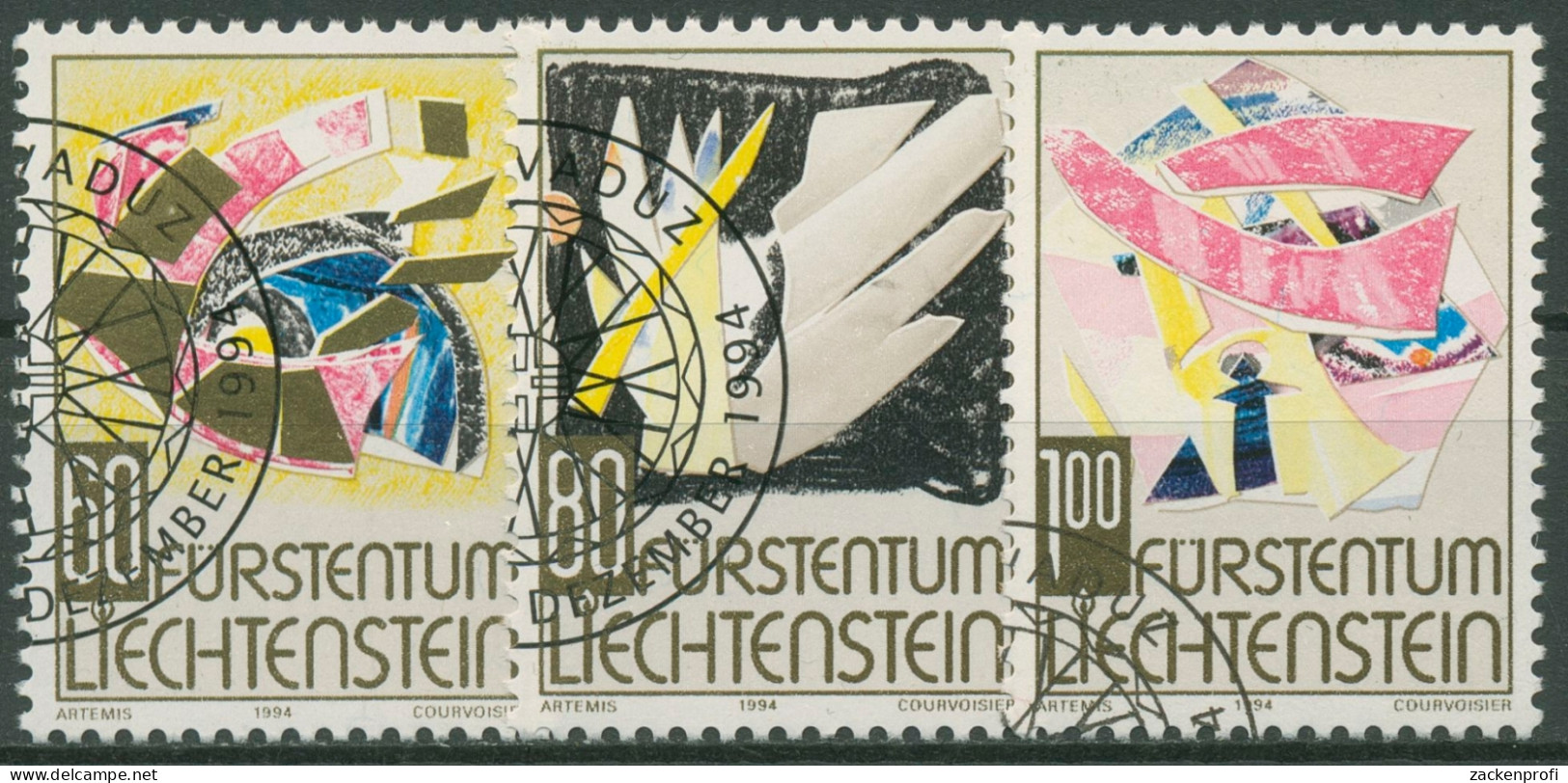 Liechtenstein 1994 Weihnachten Kirchenmotive 1096/98 Gestempelt - Gebraucht