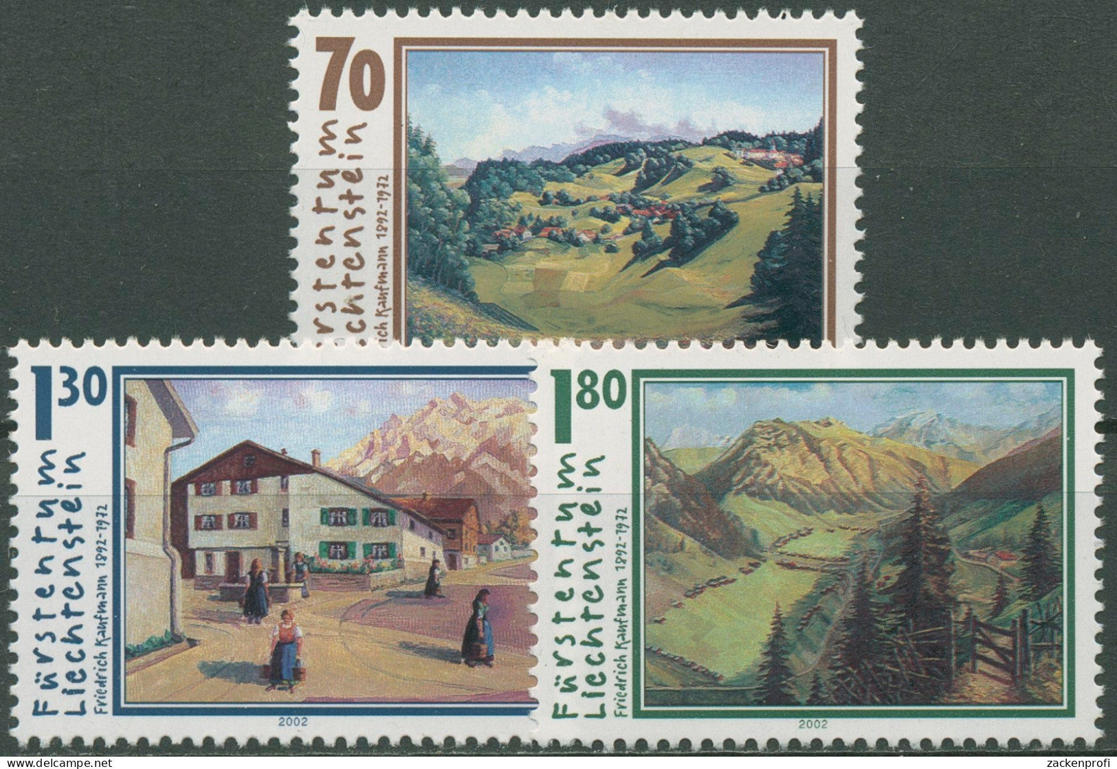 Liechtenstein 2002 Gemälde Maler Friedrich Kaufmann 1286/88 Postfrisch - Neufs