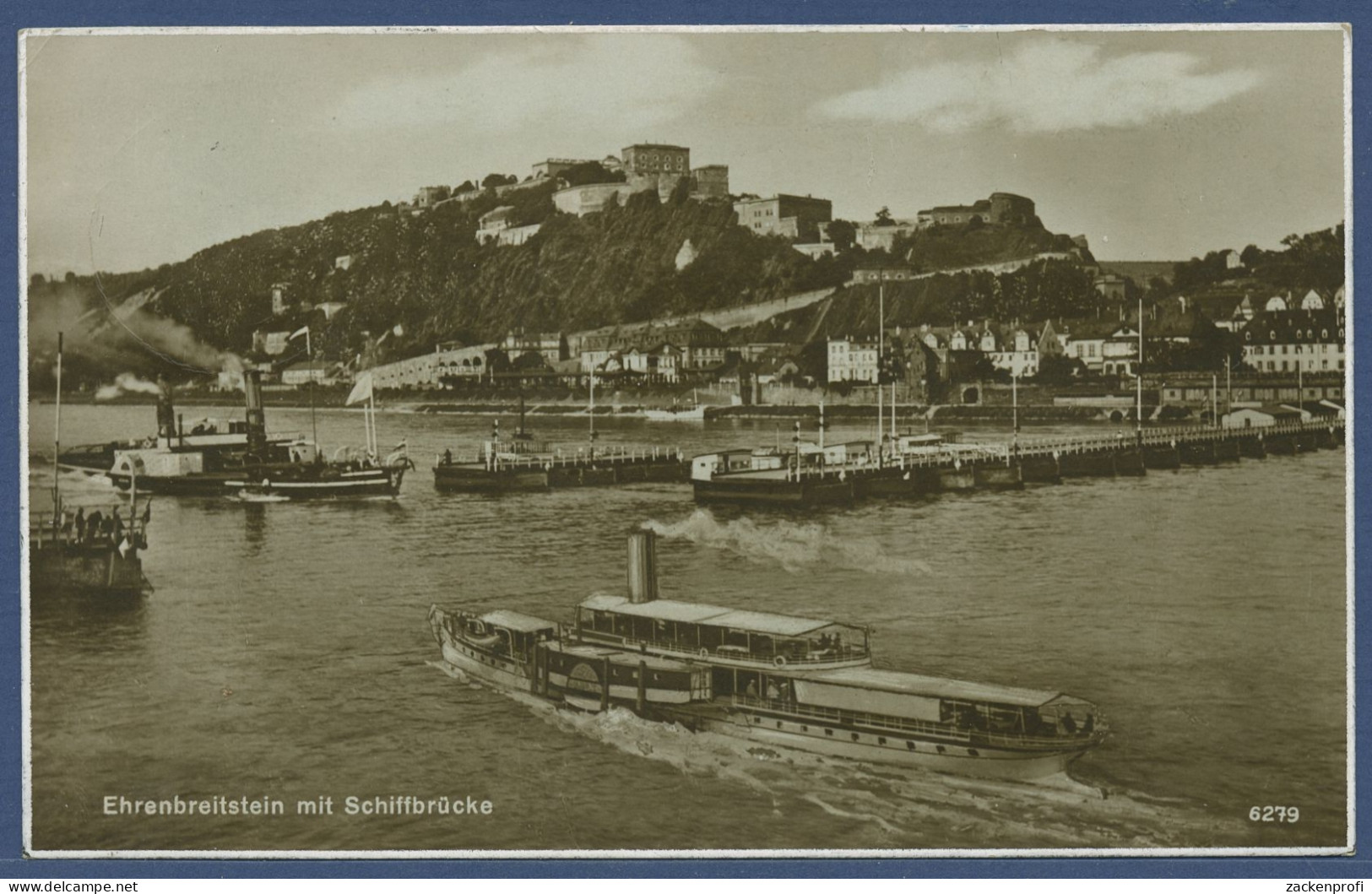 Koblenz Ehrenbreitstein Schiffbrücke Raddampfer, Gelaufen Marke Fehlt (AK3341) - Koblenz